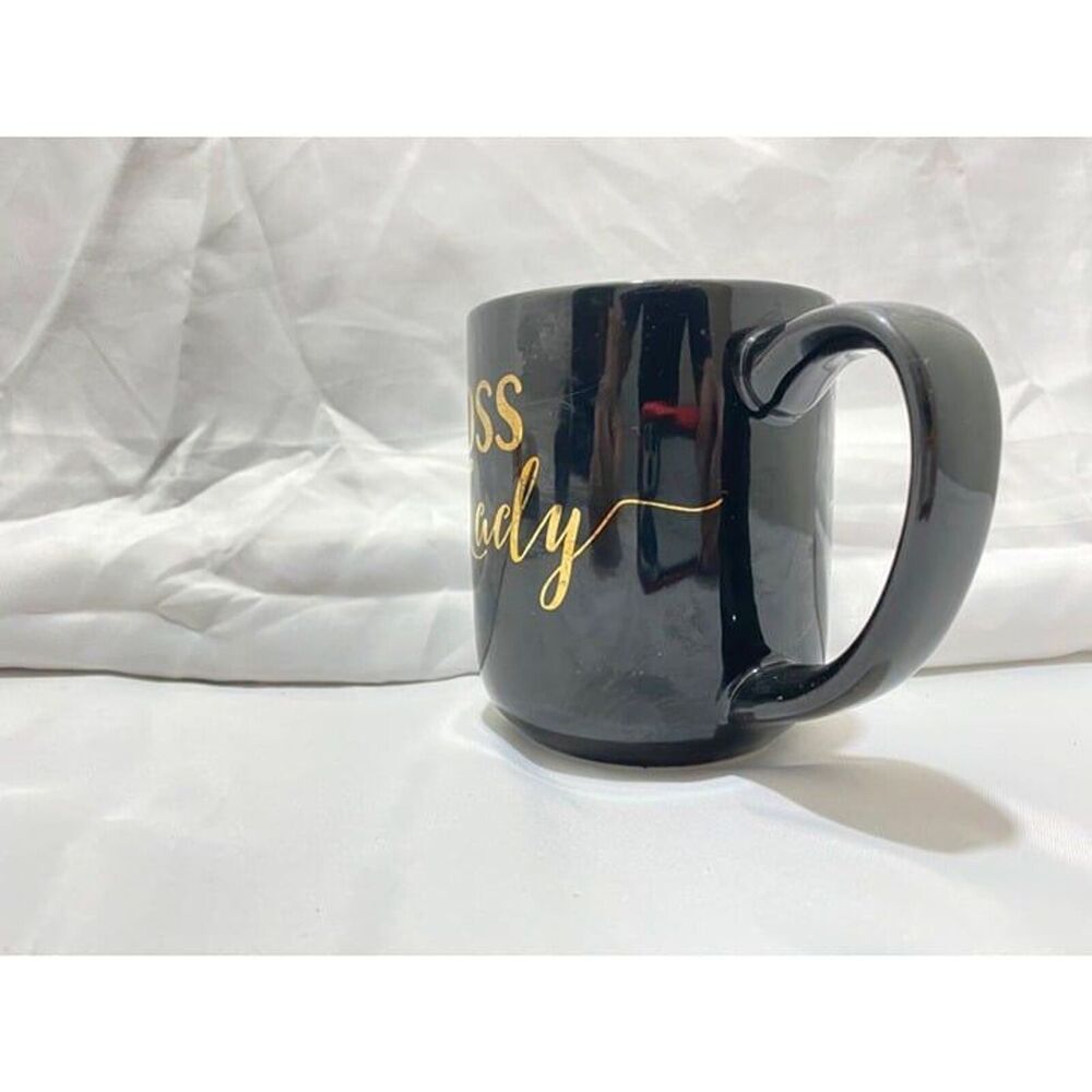 Boss Lady Coffee Mug Black and Gold Size 4 Inch Tall X 3.75 Inch Diameter - Picture 4 of 7